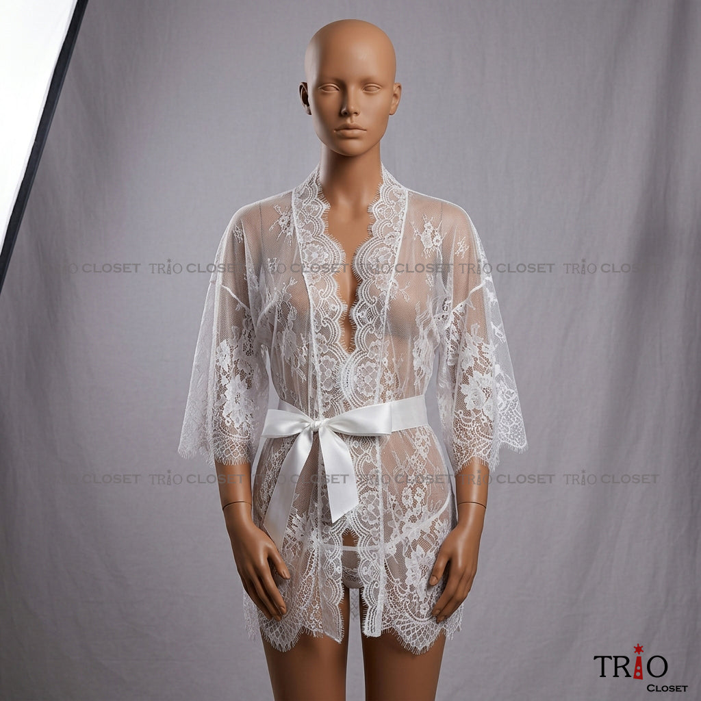 Aesthetic Transparent Net Shrug White