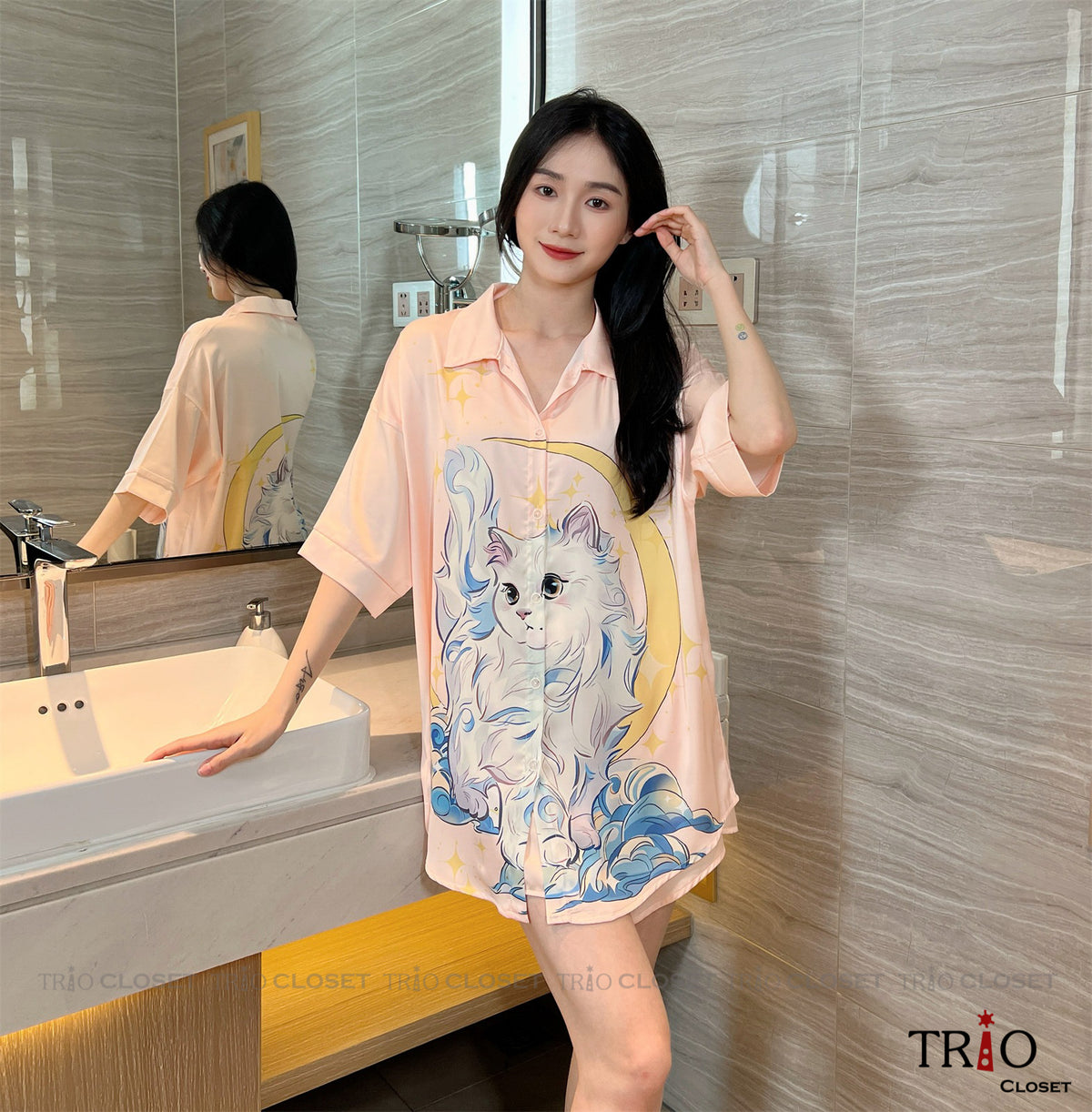 Half Sleeve Ice Silk Long Shirt 11