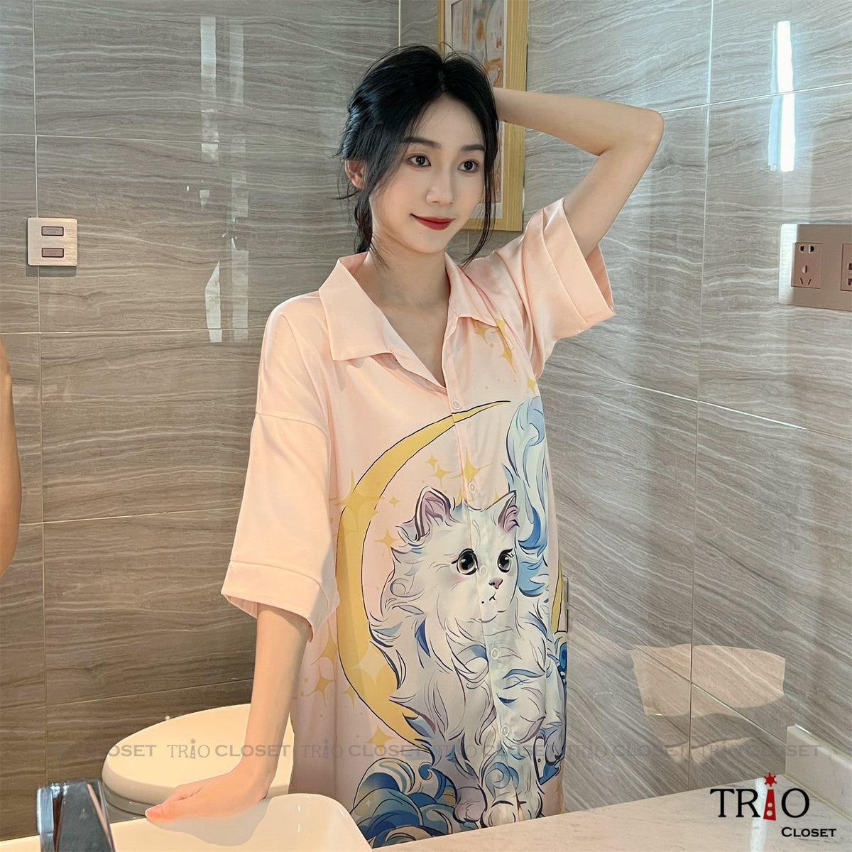 Half Sleeve Ice Silk Long Shirt 11