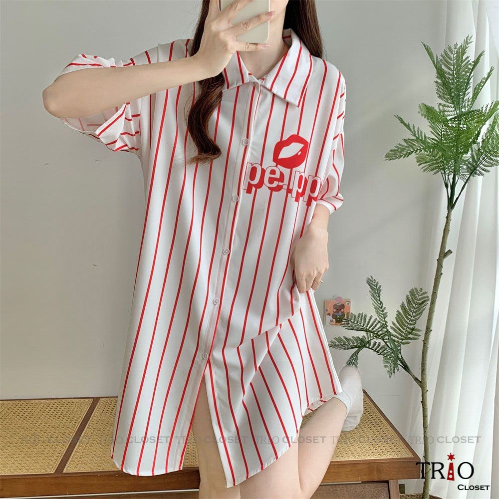 Half Sleeve Ice Silk Long Shirt 14