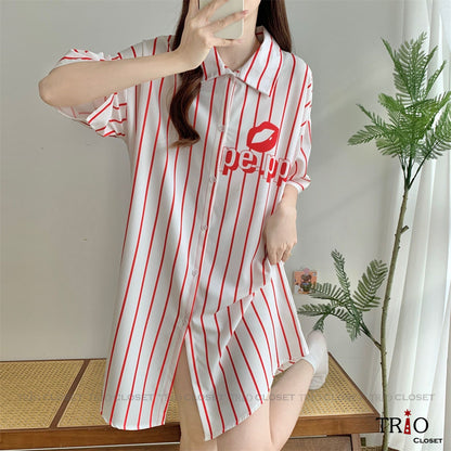 Half Sleeve Ice Silk Long Shirt 14