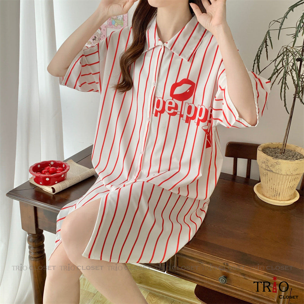 Half Sleeve Ice Silk Long Shirt 14