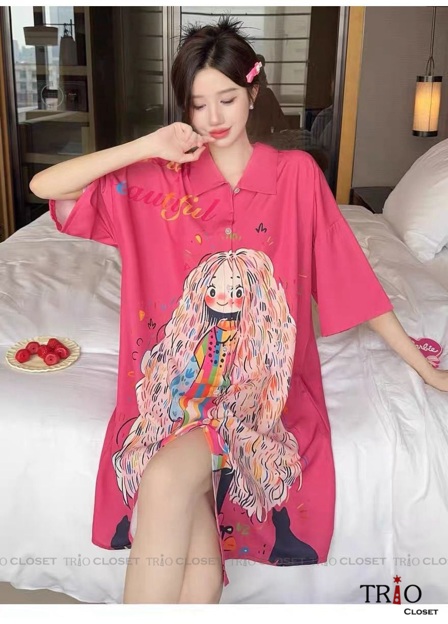 Half Sleeve Ice Silk Long Shirt 15