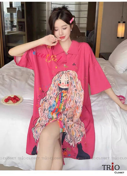 Half Sleeve Ice Silk Long Shirt 15