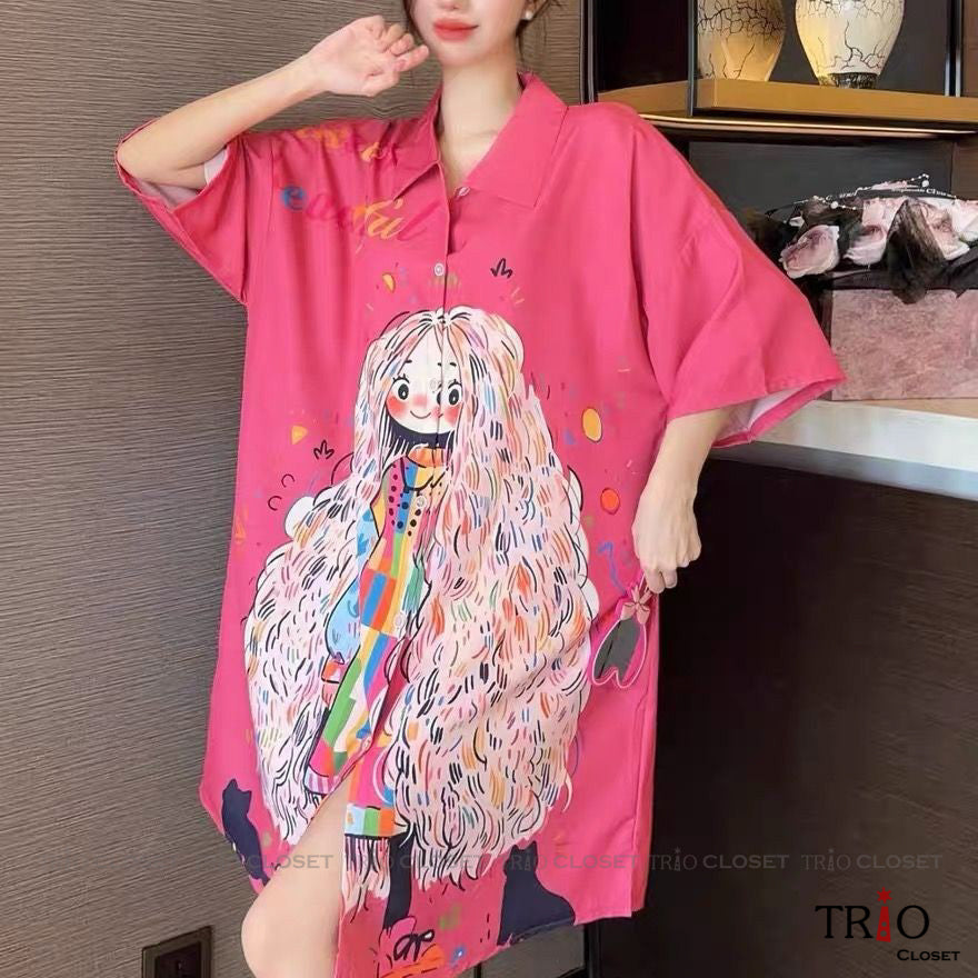 Half Sleeve Ice Silk Long Shirt 15