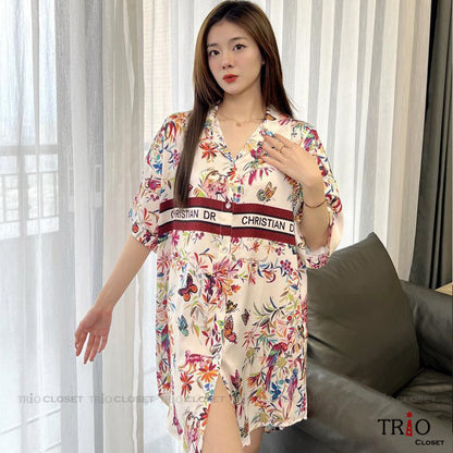 Half Sleeve Ice Silk Long Shirt 06