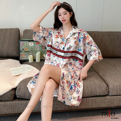 Half Sleeve Ice Silk Long Shirt 06