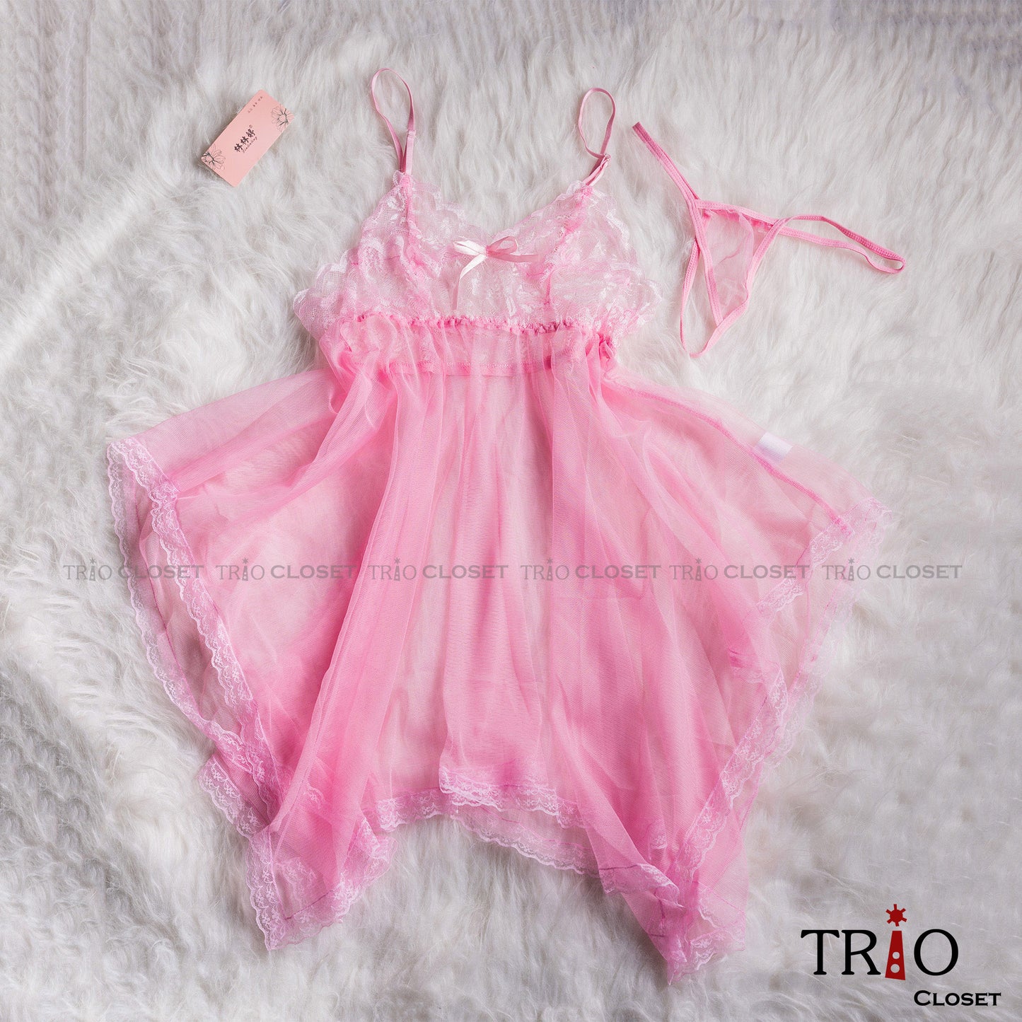 Soft Net Night Dress Pink