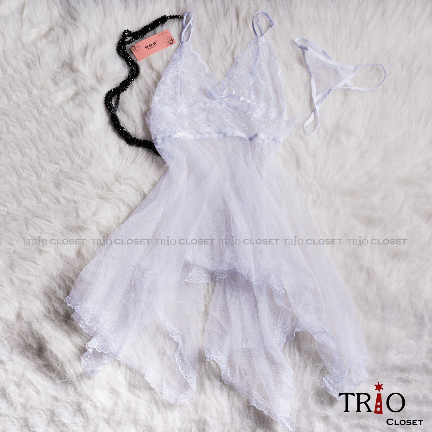 Soft Net Night Dress White