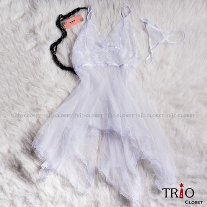 Soft Net Night Dress White