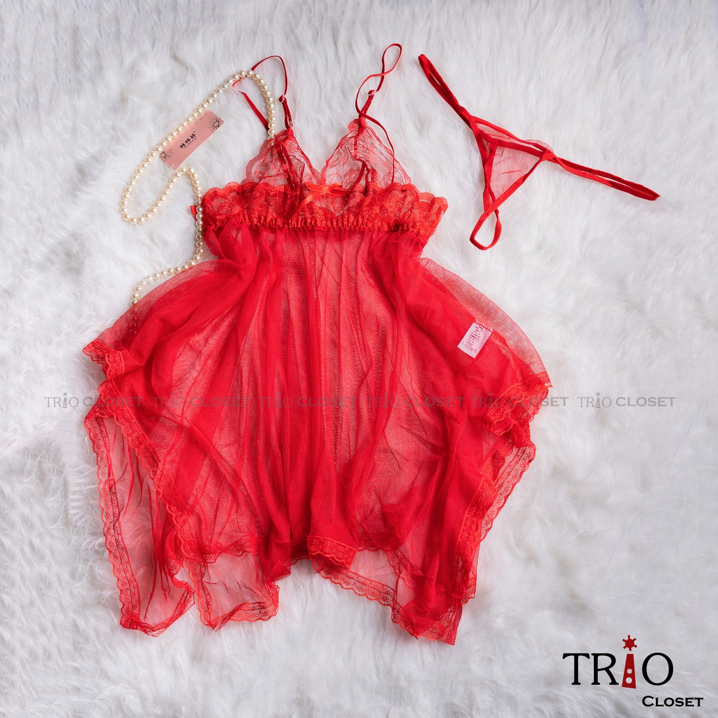 Soft Net Night Dress Red