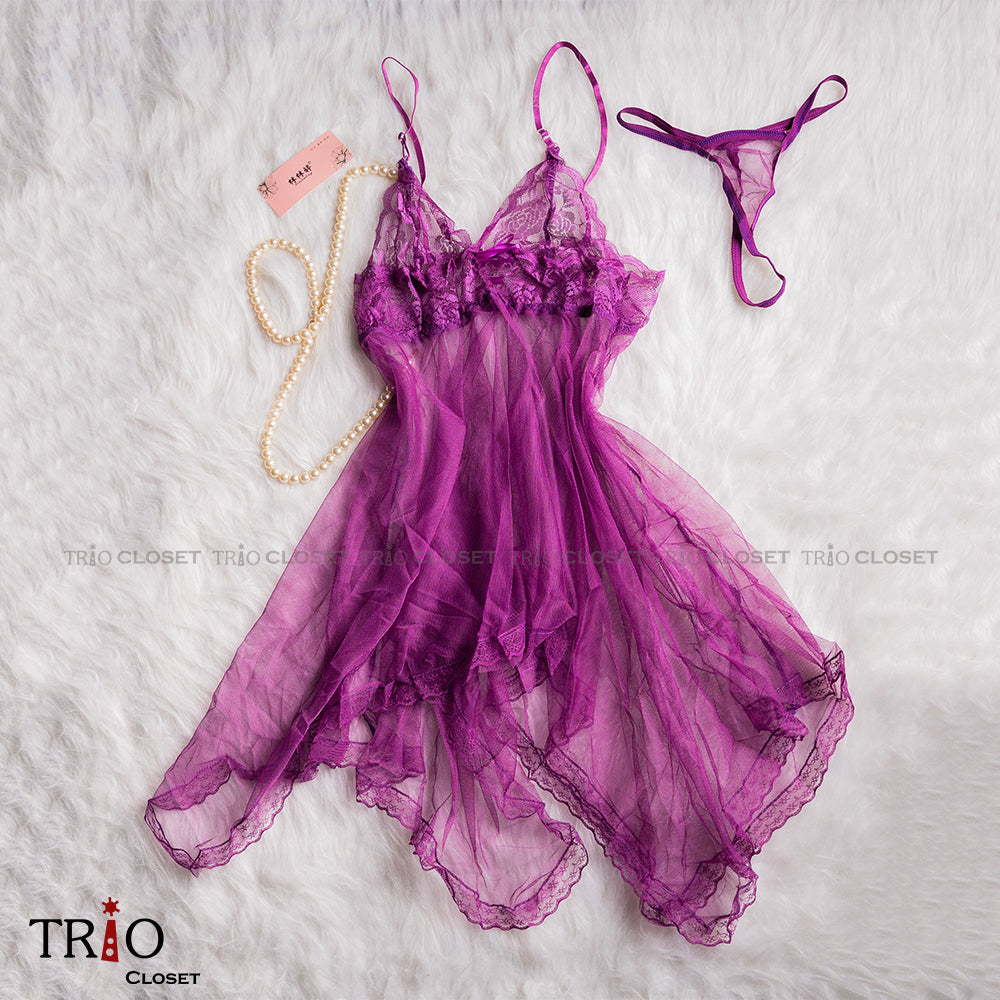 Soft Net Night Dress Purple