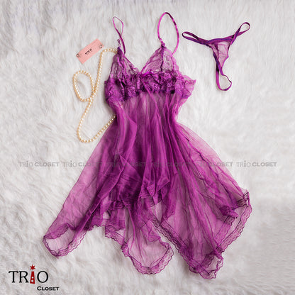 Soft Net Night Dress Purple