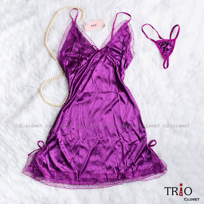 Silk Night Dress Purple