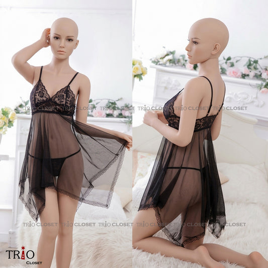 Soft Net Night Dress Black