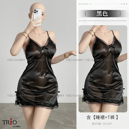 Silk Night Dress Black