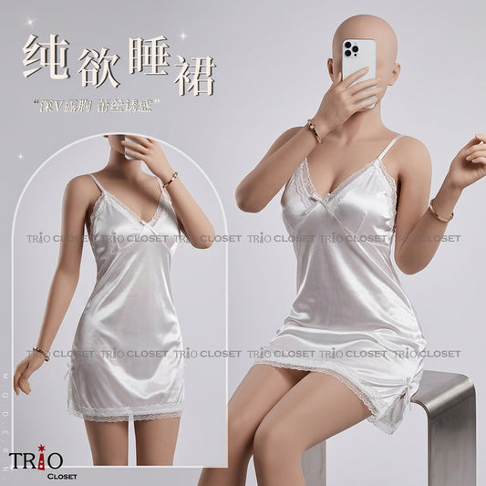Silk Night Dress White