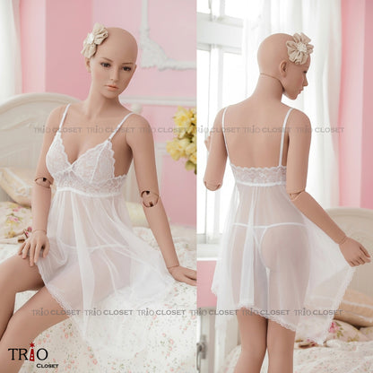 Aesthetic Soft Net Night Dress White