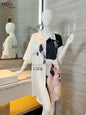 Half Sleeve Ice Silk Long Shirt White