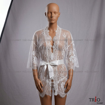 Aesthetic Transparent Net Shrug White