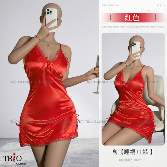Silk Night Dress Red