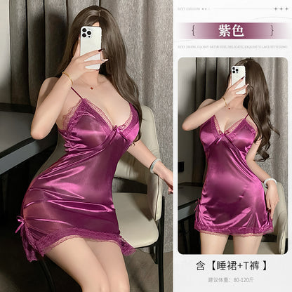 Silk Night Dress Purple