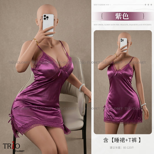 Silk Night Dress Purple