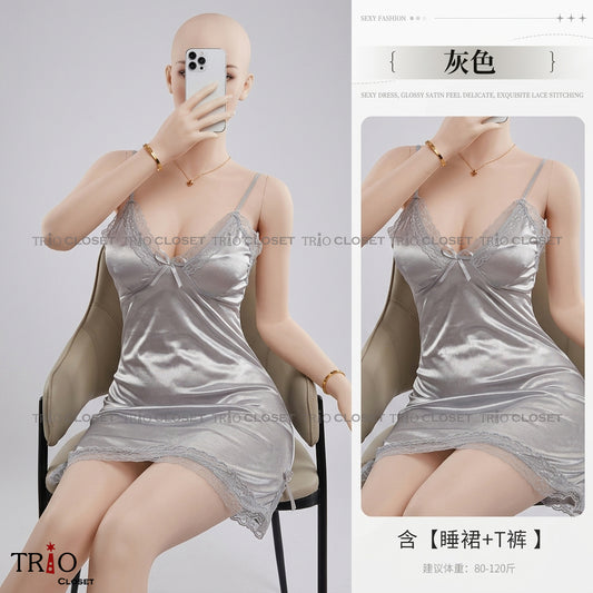 Silk Night Dress Grey