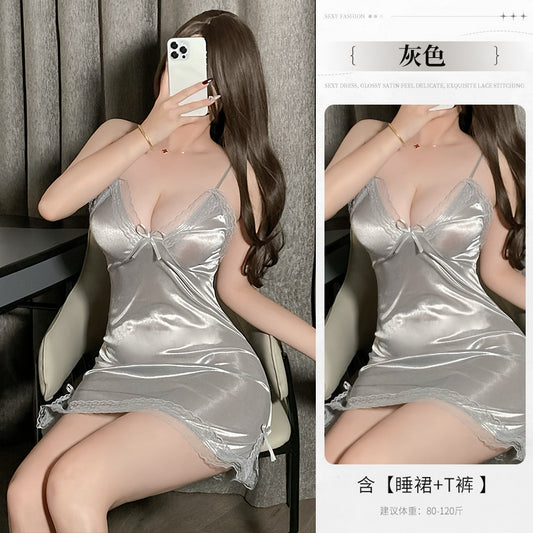 Silk Night Dress Grey