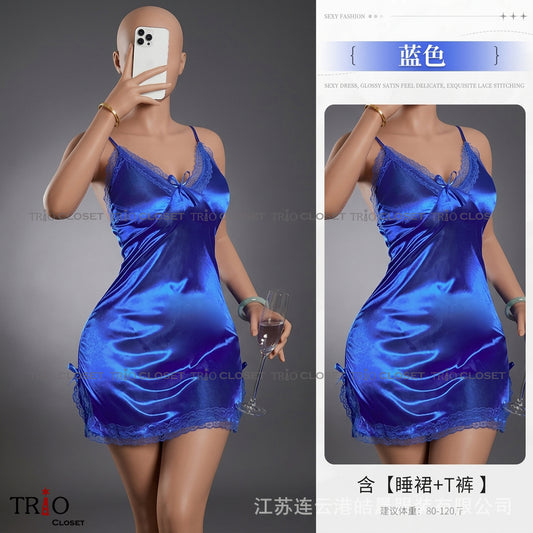 Silk Night Dress Blue