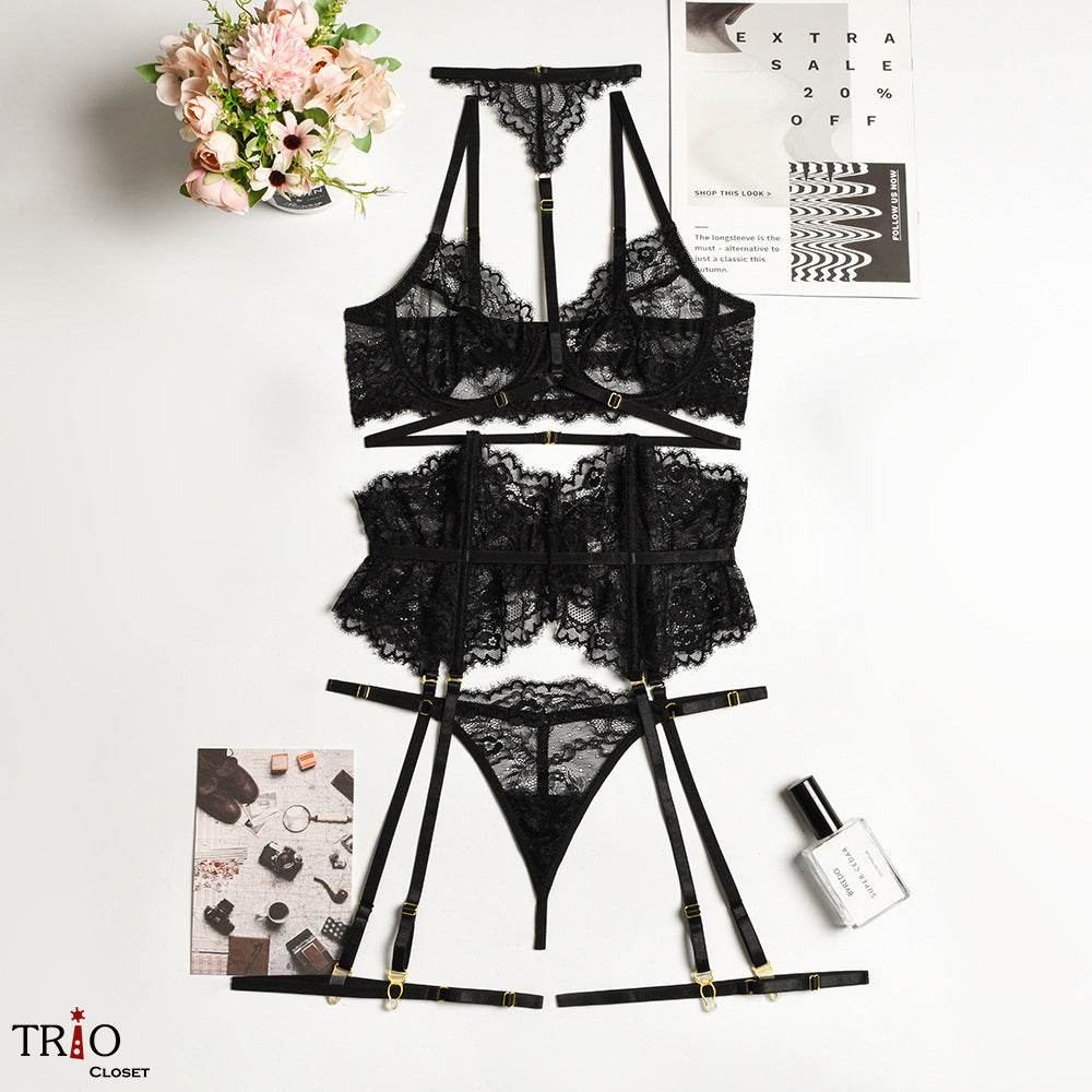 French Fancy Lingerie Set Black
