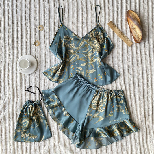 Top-end Camisole and Shorts Peacock Blue