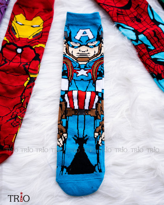 Captain America Theme Adult Socks