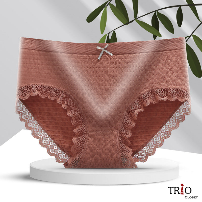 Summer Friendly Super Soft Mid-Waist Cotton Lace Underwear