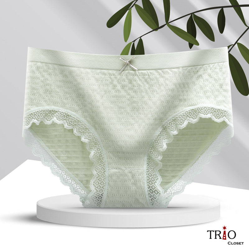Summer Friendly Super Soft Mid-Waist Cotton Lace Underwear