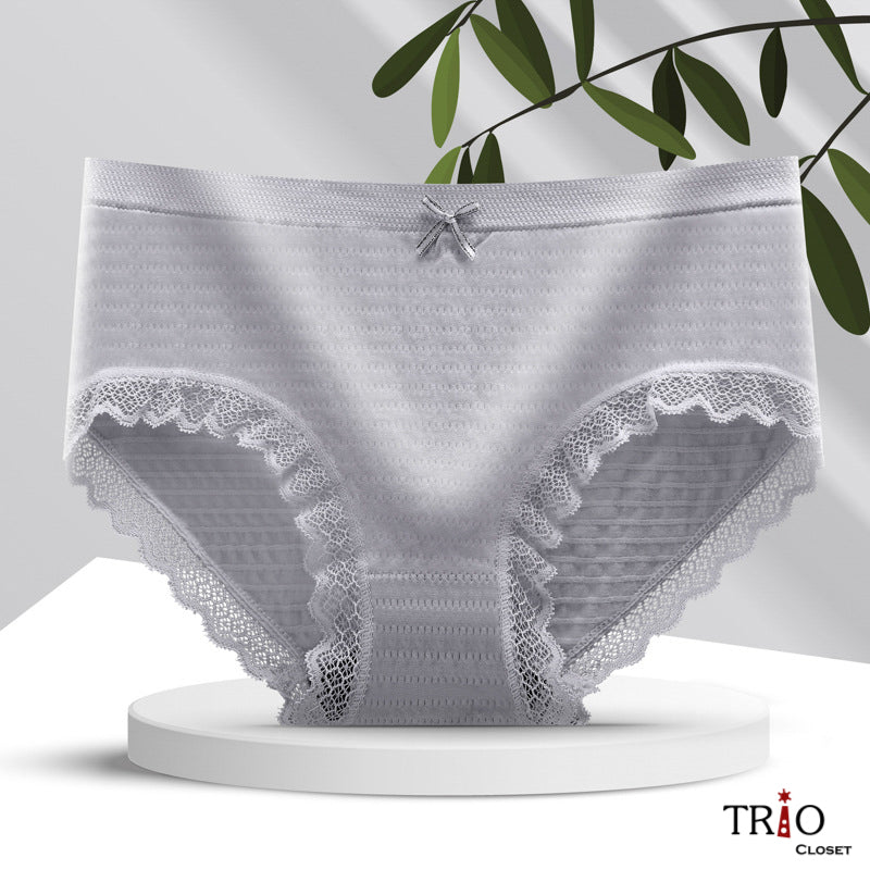 Summer Friendly Super Soft Mid-Waist Cotton Lace Underwear