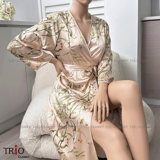 Printed Silk Shrug Champagne