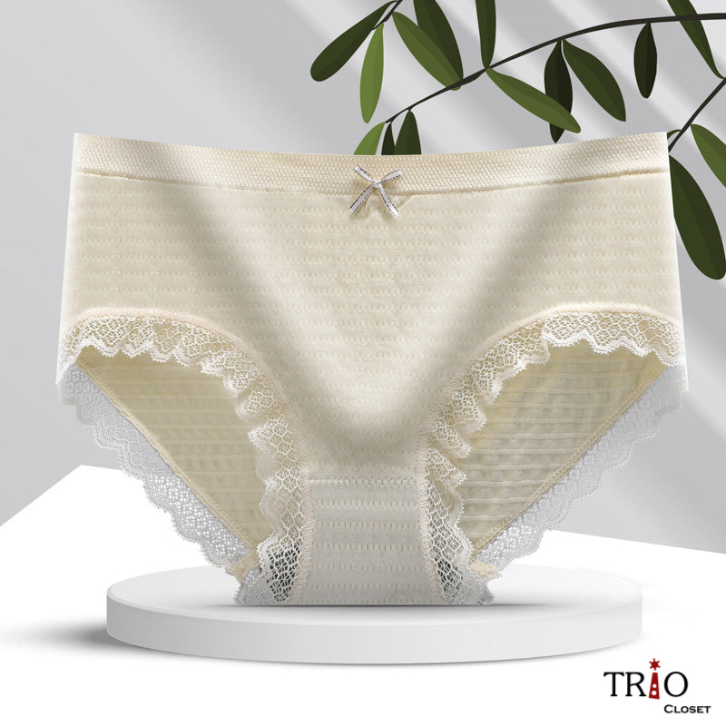Summer Friendly Super Soft Mid-Waist Cotton Lace Underwear