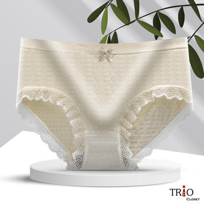 Summer Friendly Super Soft Mid-Waist Cotton Lace Underwear