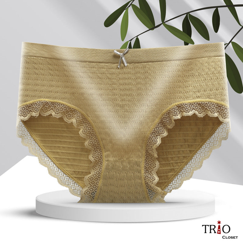 Summer Friendly Super Soft Mid-Waist Cotton Lace Underwear
