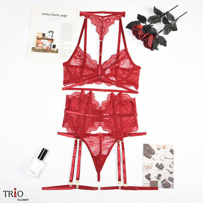 French Fancy Lingerie Set Red