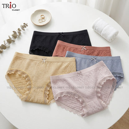Summer Friendly Super Soft Mid-Waist Cotton Lace Underwear